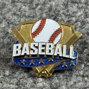 VTG 80s 90s Crown Baseball Enamel Lapel Pin Gold Tone Trophy Pattern Collectible